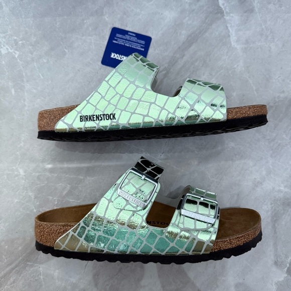 Women’s Birkenstock Arizona Gator Gleam Mineral Two-Strap Sandal Size 39 / 8-8.5 - Picture 6 of 14